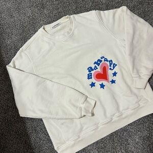 Madhappy Cream Sweatshirt with Red Heart and Blue Stars